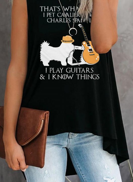 Women's Tank Tops Dog Print That's- What I Do I Pet Cavalier Charles Spaniels Play Guitars I Know Things Funny Daily Tank Top