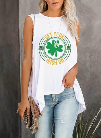 Women's St Patrick's Day Tank Tops Letter Get Your Irish On Sleeveless Round Neck Summer Casual Daily Tops