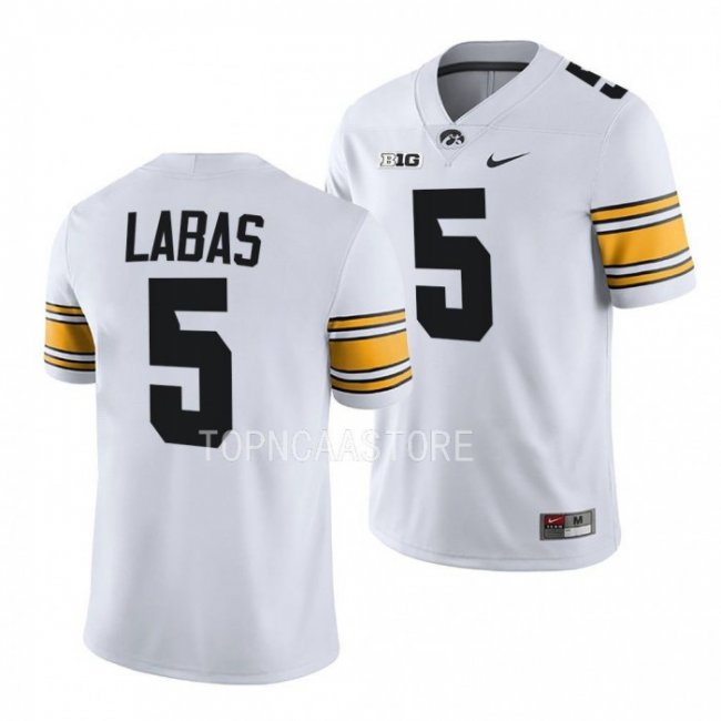 Joe Labas Iowa Hawkeyes #5 White Jersey 2022 College Football Men's Uniform