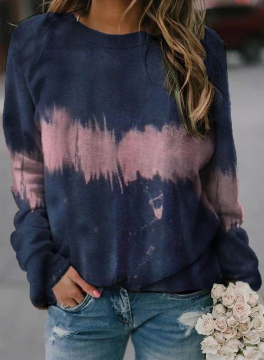 Print Round Neck Long Sleeve Sweatshirt