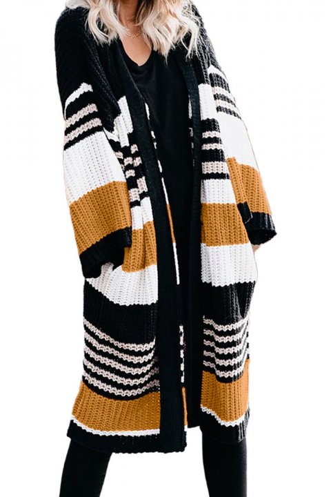 Women's Cardigans Multicolor Pocketed Novelty Striped Chenille Cardigan