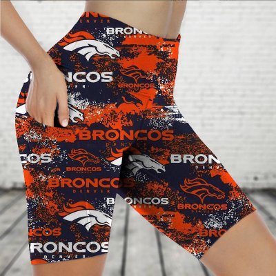 DENVER BRONCOS FOLLOW Sports Stretch Fitness Running Side Pocket Shorts Tight-Fitting High-Waist Yoga Pants