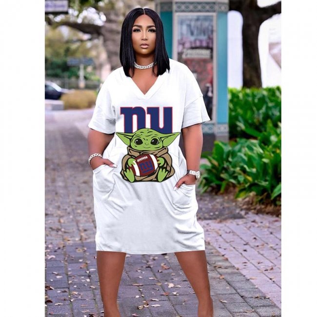 New York Giants V-Neck Jacket Short-Sleeved Bat-Sleeved Dress