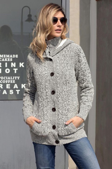 Women's Cardigans Long Sleeve Button-up Hooded Cardigans