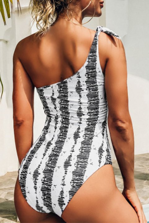 Women's One Piece Swimwear Color Block Asymmetrical Casual One-Piece Swimsuit