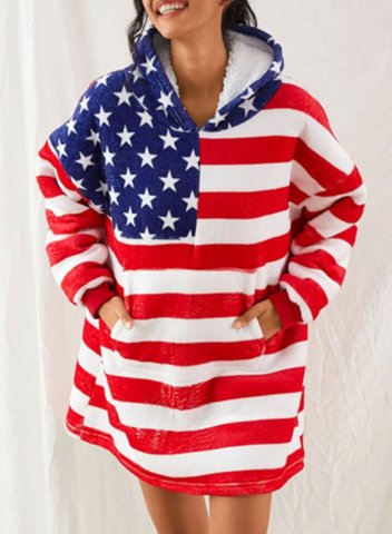 Women's Nightgowns American Flag Warm Nightgown