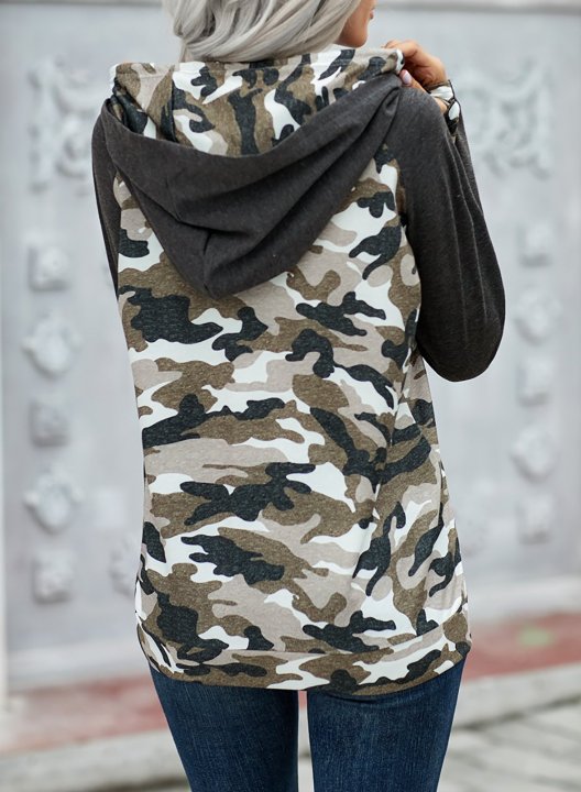 Camouflage Long Sleeve Hooded Sweatshirt