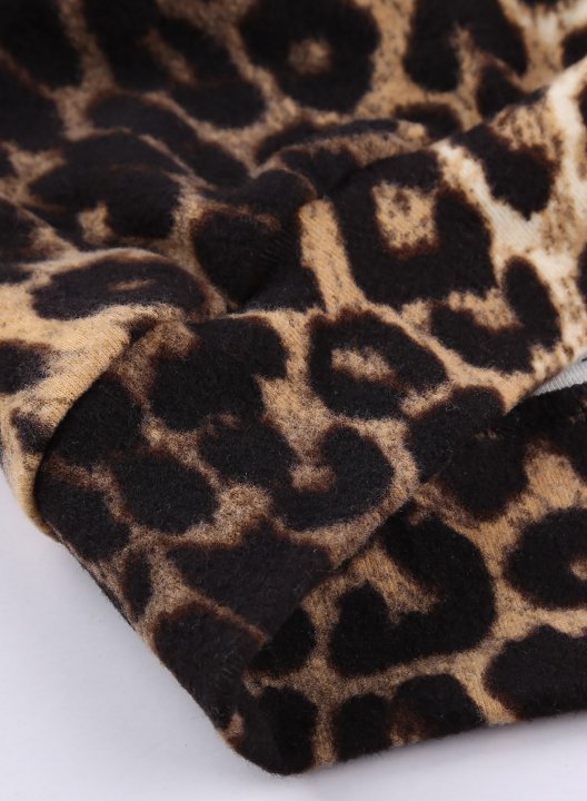 Leopard/Color Block Long Sleeve Round Neck Sweatshirt