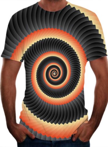 Men's 3D Graphic T-shirts Visual Color Block Round Neck Short Sleeve Casual T-shirts
