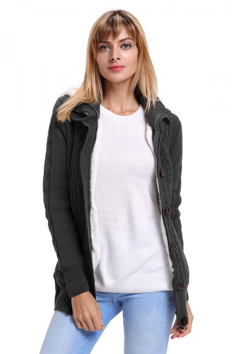 Women's Cardigans Long Sleeve Button-up Hooded Cardigans