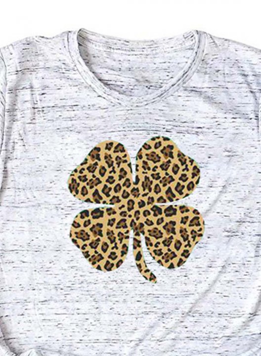 Women's T-shirts Leopard Round Neck Short Sleeve Casual Daily Summer T-shirts