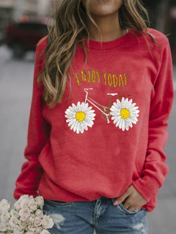 Daisy Bicycle Enjoy Today Print Sweater
