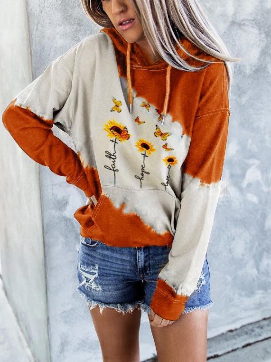 Women's Faith Hope Love Sunflower Print Sweatshirt