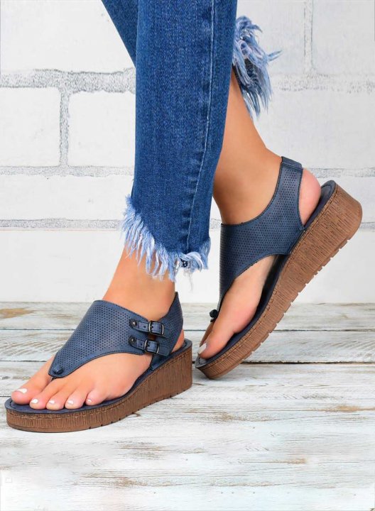 Women's Sandals PU Leather Solid Casual Daily Buckle Sandals