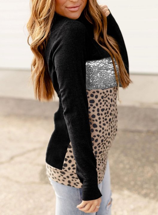 Leopard Long Sleeve Hooded Sweatshirt