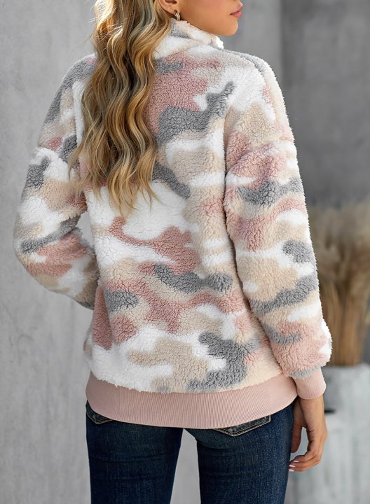 Leopard Long Sleeve High Neck Zip Sweatshirt