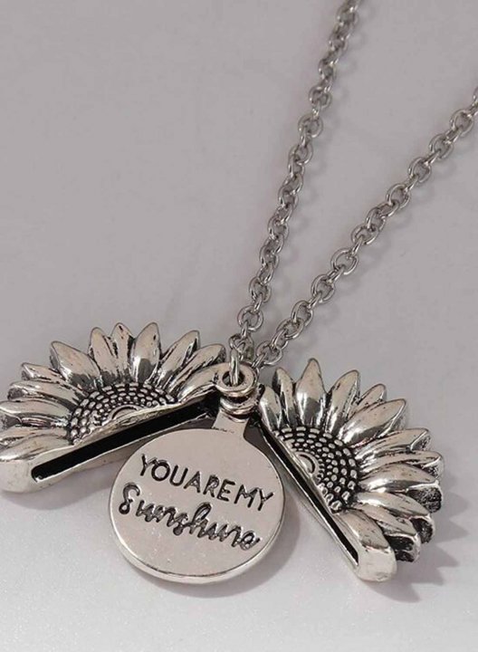 Keep Fucking Going Sunflower Locket Pendant Necklace