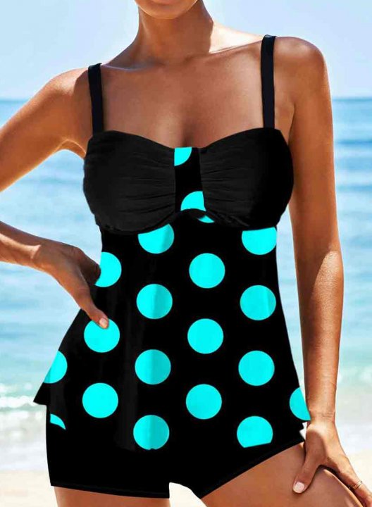 Women's Tankinis Mid Waist Polka Dot Casual Tankini Set