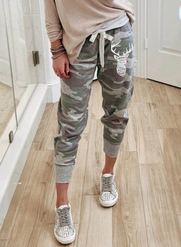 Women's Joggers Winter Camouflage Ankle-length High Waist Slim Casual Joggers
