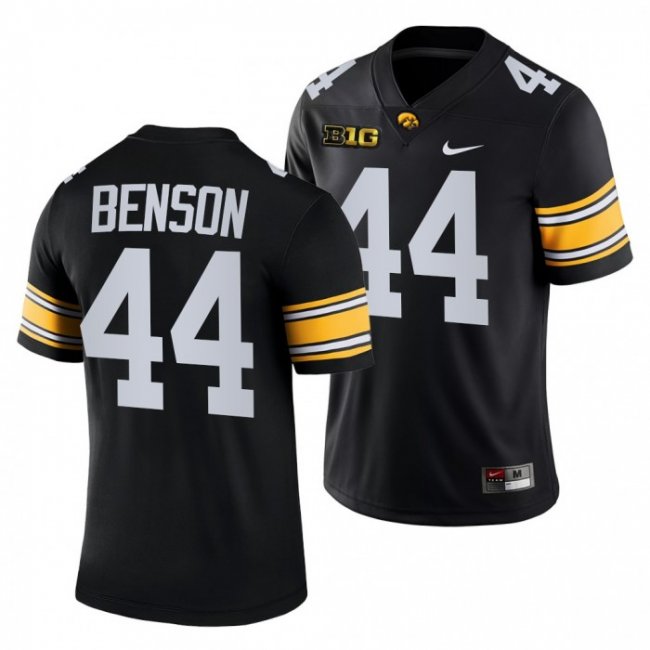 Iowa Hawkeyes 44 Seth Benson Black 2021-22 College Football Game Jersey Men