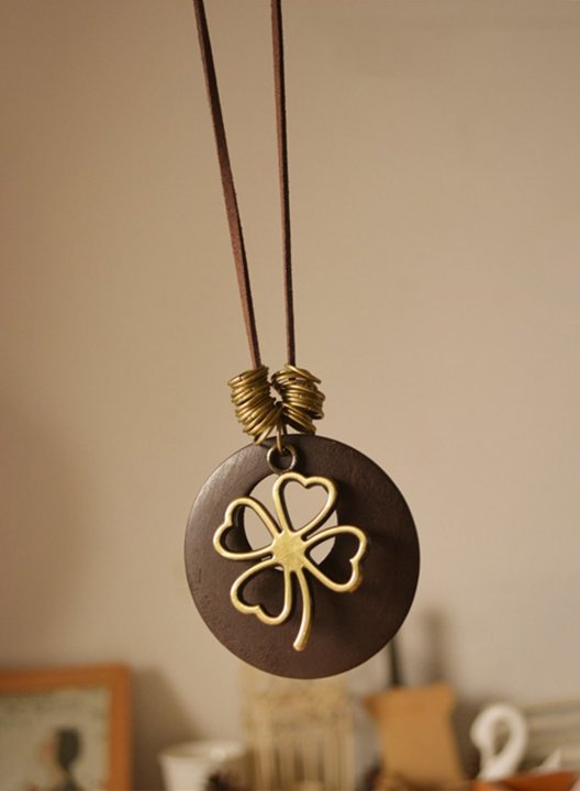 Women's Necklaces Clover-print Alloy Casual Necklace