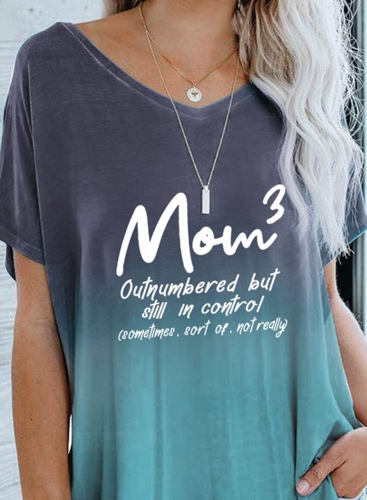 Women's Mom of Three Outnumbered But Still in Control T-Shirt Funny Mom Life Gift T-shirt