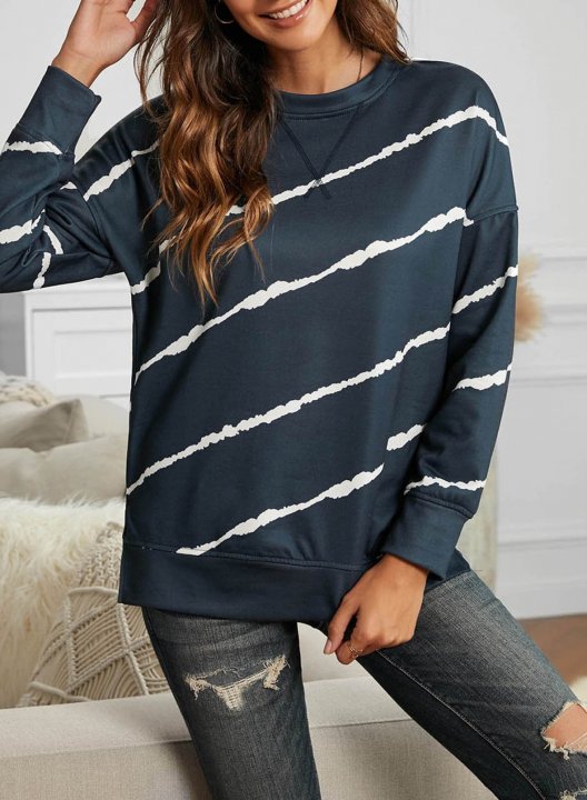 Abstract Long Sleeve Round Neck Sweatshirt
