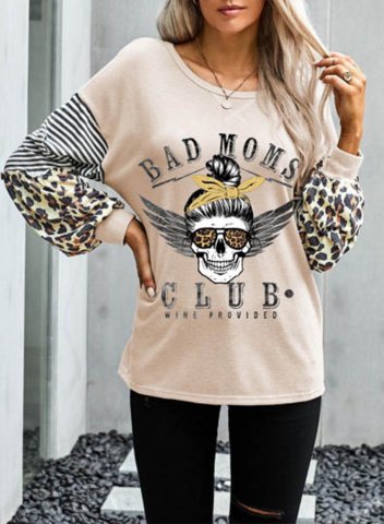 Women's Tunic Tops Color Block Leopard Letter Round Neck Long Sleeve Casual Daily Tunics