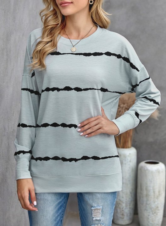 Striped Abstract Long Sleeve Casual Sweatshirt