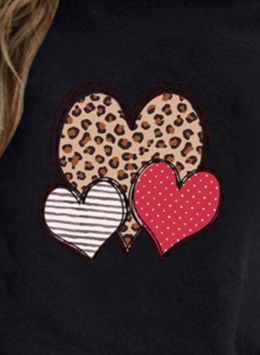 Women's Sweatshirts Heart Solid Long Sleeve Round Neck Casual Sweatshirt