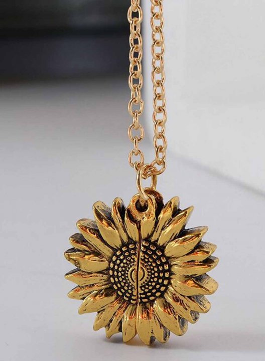 Keep Fucking Going Sunflower Locket Pendant Necklace