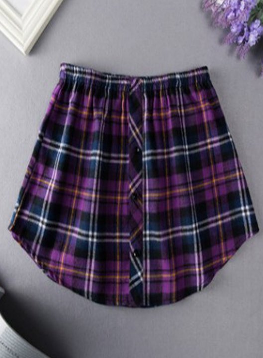 Women's Skirts Mid Waist Plaid Flare Summer Casual Mini Skirts