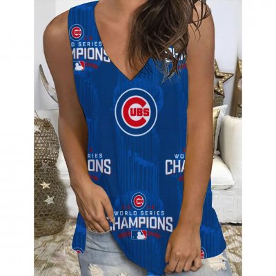 Women's Baseball Print V-neck Sleeveless Vest