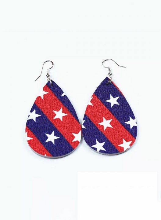 Women's Earrings American Flag Leather Earrings