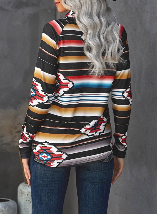 Vintage High Neck Long Sleeve Tribal Sweatshirt