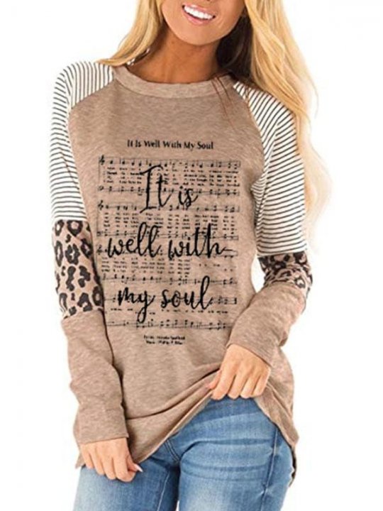 Ladies It is well with my soul English letter printed T-shirt