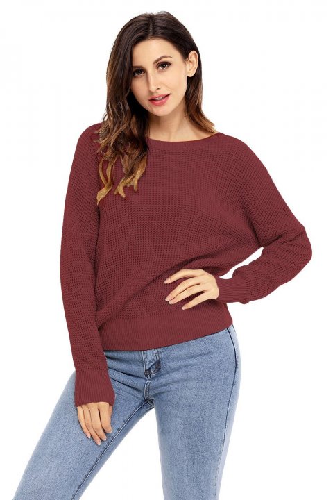 Women's Sweaters Cross Back Hollow-out Knitted Pullover Sweaters