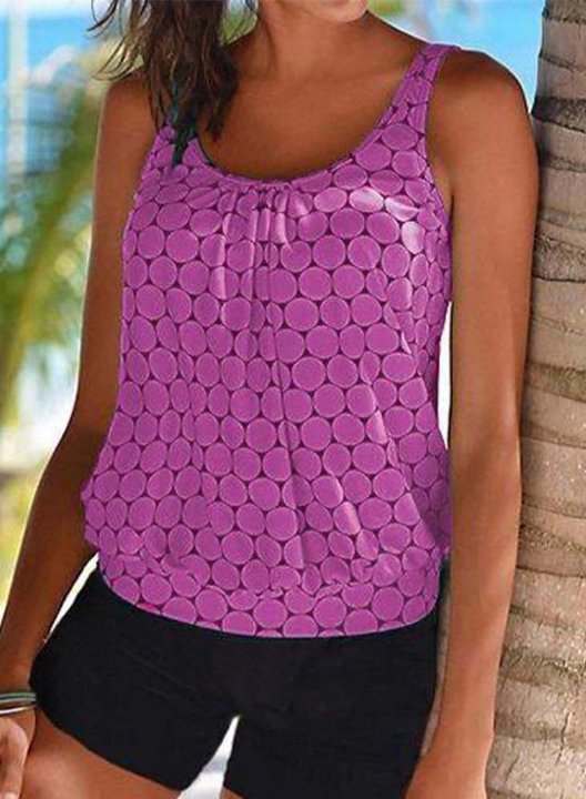 Women's Tank Tops Solid Polka Dot Vacation Sequin Unadjustable Wire-free Round Neck Padded Tops