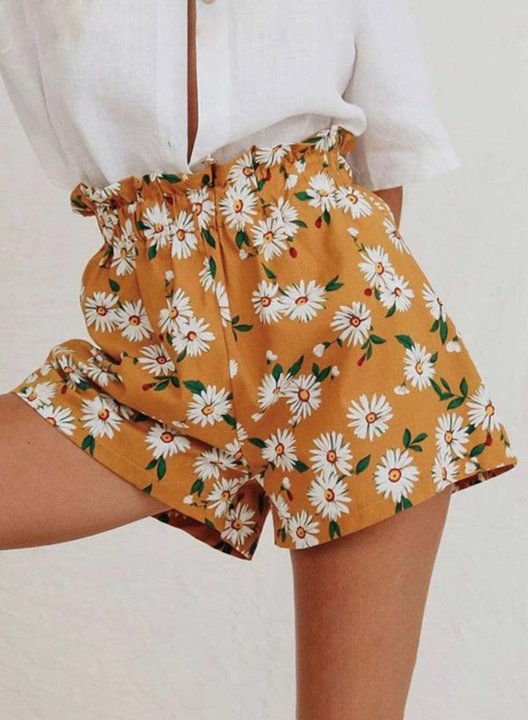 Women's Shorts Straight Floral High Waist Daily Casual Shorts