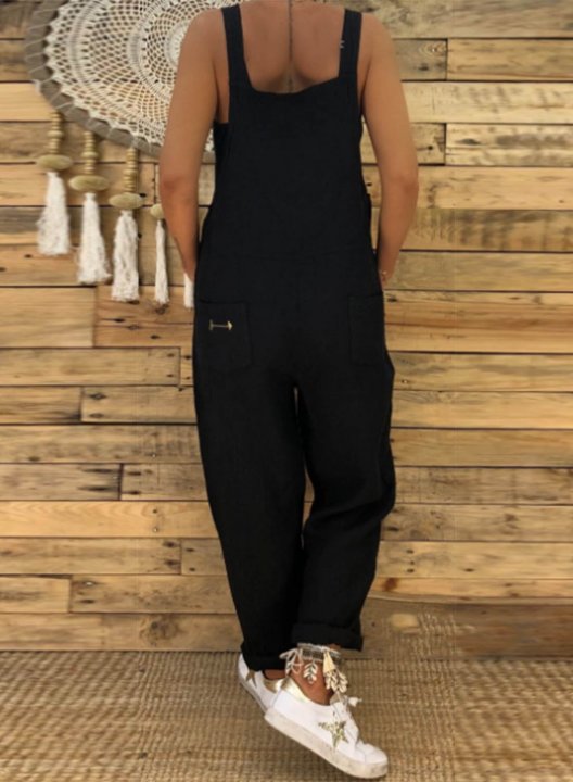 Women's Jumpsuits Solid Mid Waist Straight Ankle-length Daily Casual Jumpsuits