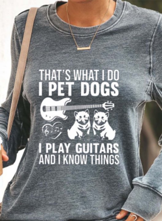 Women's funny Graphic Sweatshirts Solid Letter that's what i do i pet dogs i play drums& i know things Casual Basic Sweatshirts