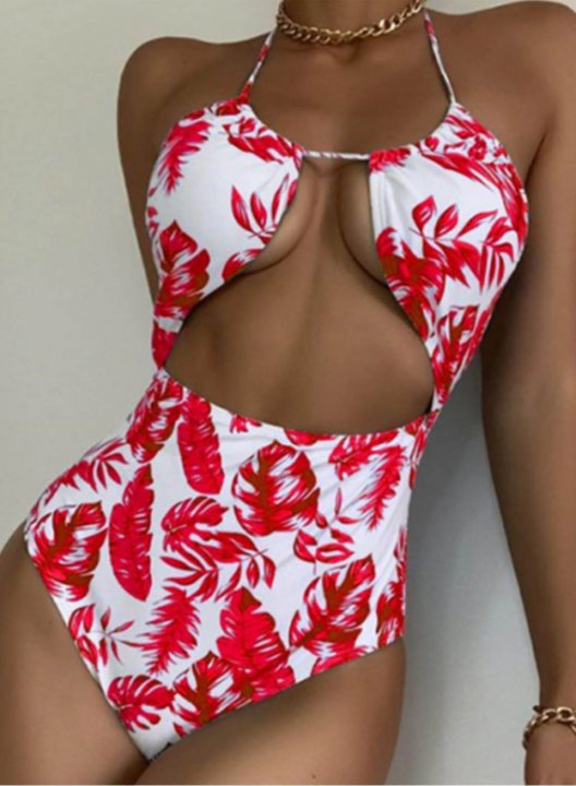 Women's One Piece Swimwear Floral Halter Vacation One-Piece Swimsuits One-Piece Bathing Suits