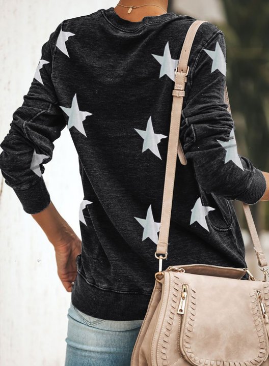 Color Block Star Long Sleeve Sweatshirt