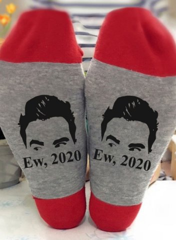 Women's Ew 2020 Print Socks Color Block Cotton Socks