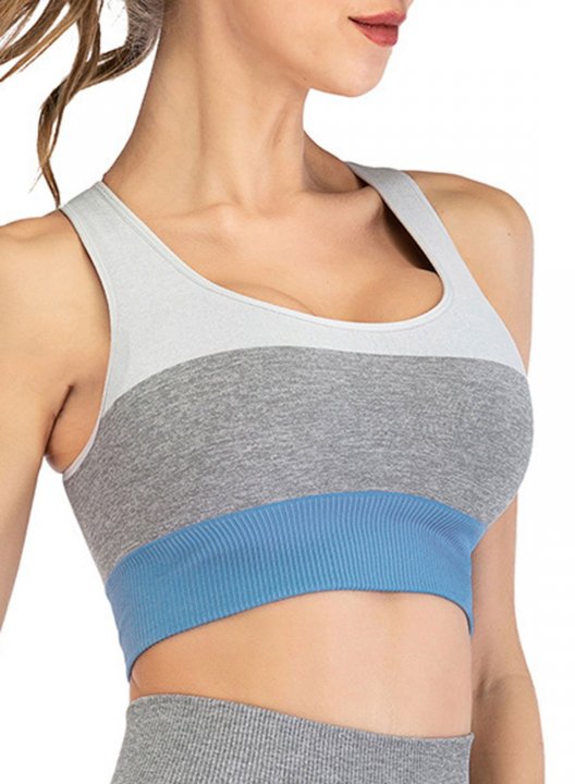 Women's Bras Seamless Color Block Yoga Fitness Bra