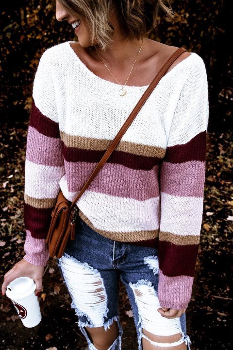 Women's Sweaters Color-lump Patchwork Sweaters