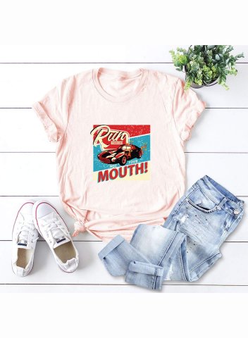 Women's Run Mouth T-shirts Letter Print Short Sleeve Round Neck Daily T-shirt