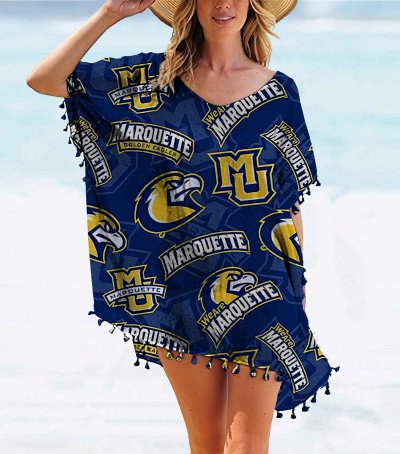 Marquette Golden Eagles NBA Team series summer women's tassel Chiffon beach blouse