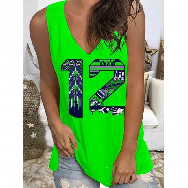 Women's Baseball Print V-neck Sleeveless Vest