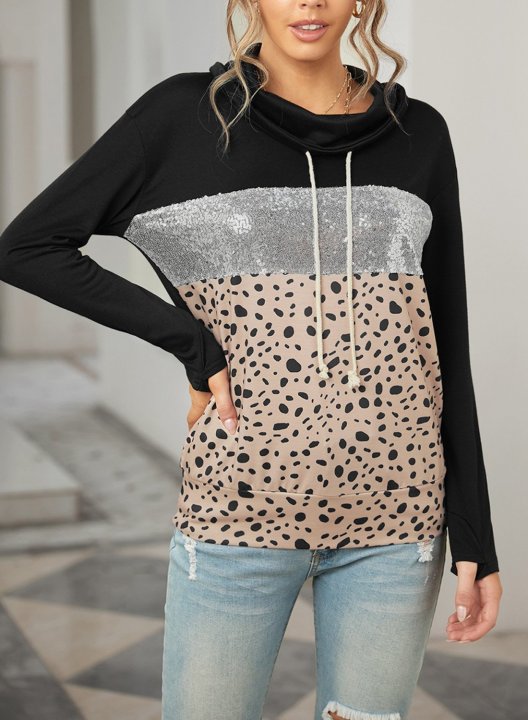 Leopard Long Sleeve Hooded Sweatshirt